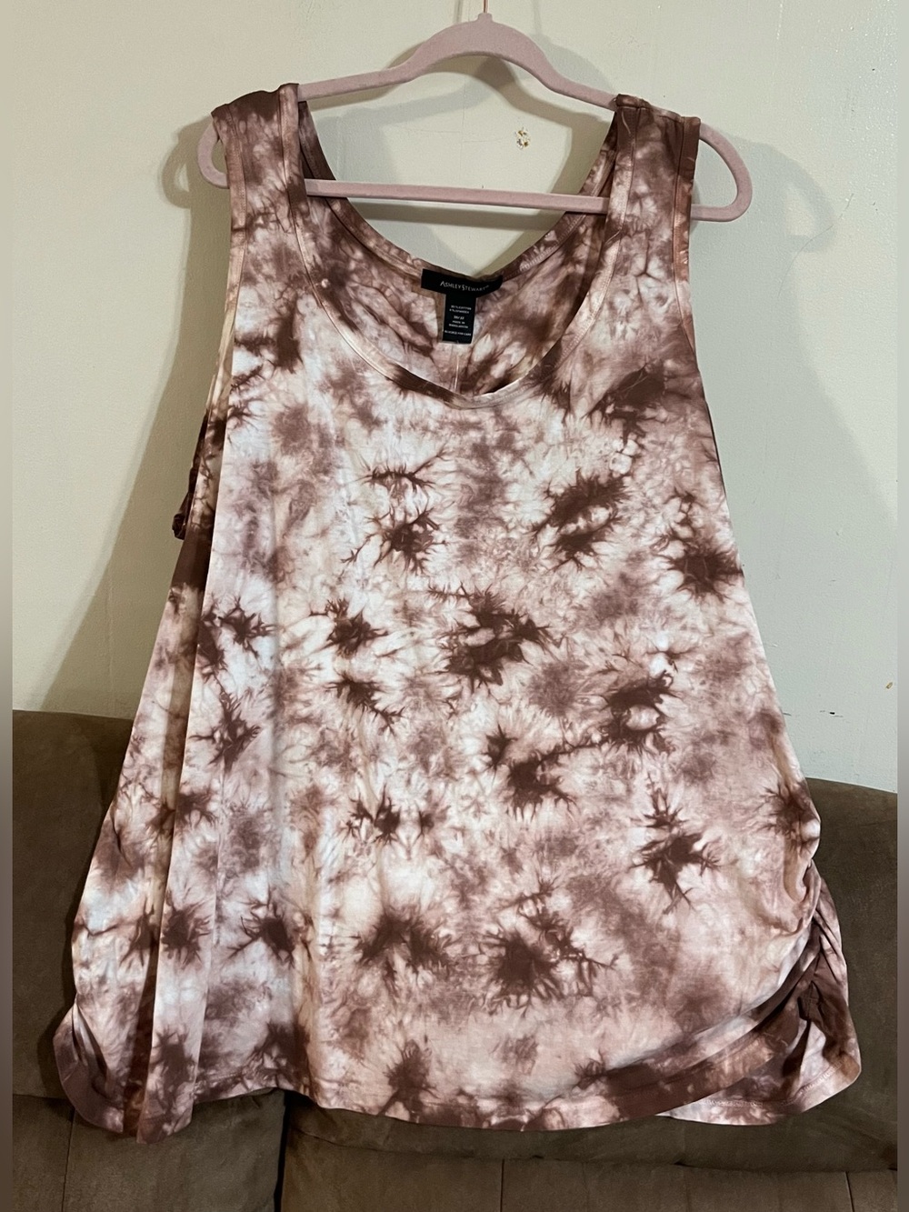 New With Tags Ashley Stewart Tie Dye Top With Ruched Sides Size 30/32